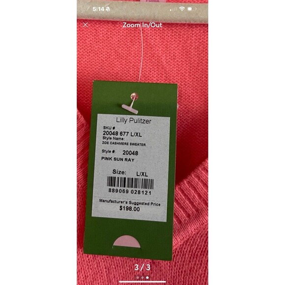 NWT Lilly Pulitzer New Size L/XL Zoe Cashmere Sweater Poncho Pink Sun Ray $198 - Picture 4 of 8